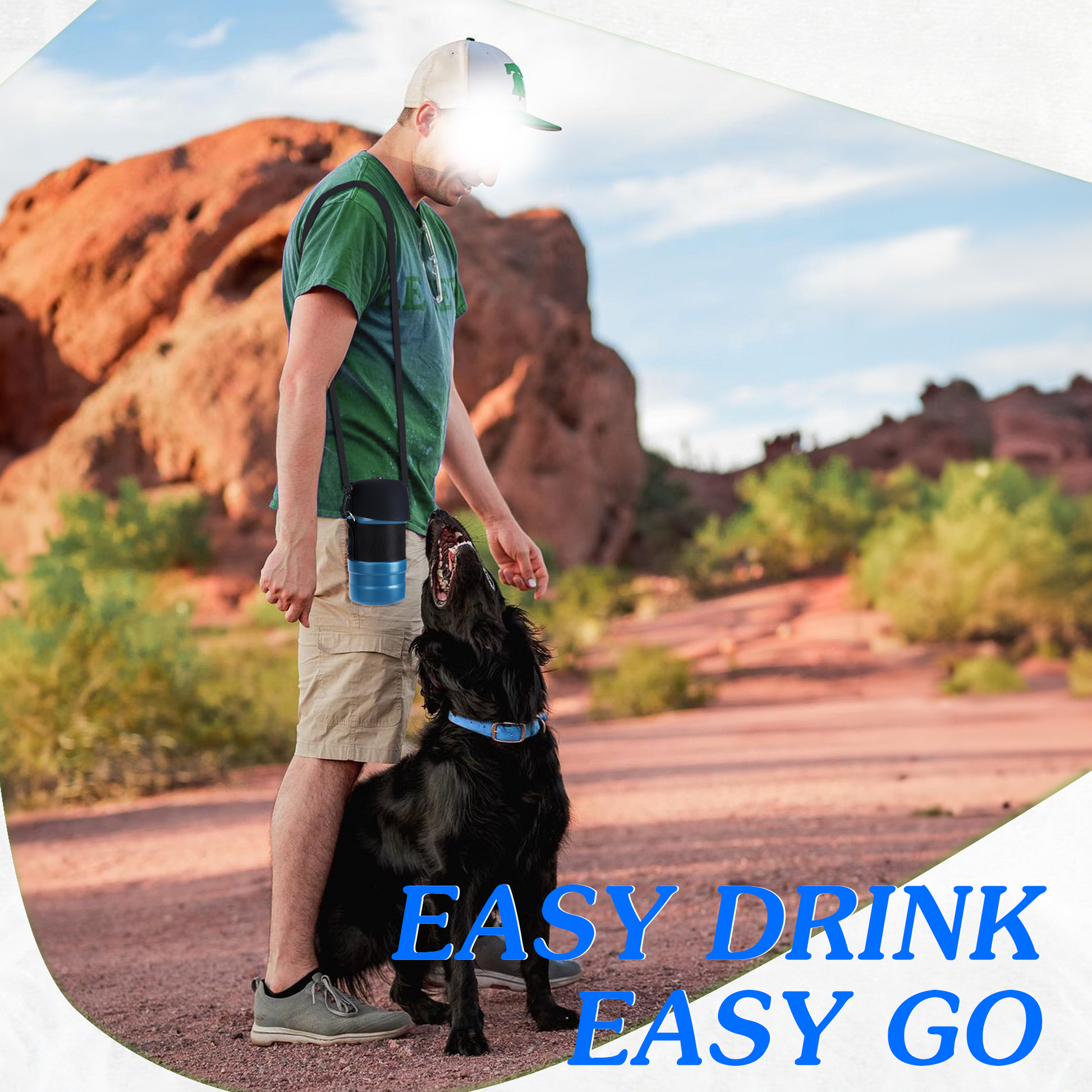 28oz Portable Dog Water Bottle Dispenser-3Gen-Navy-3