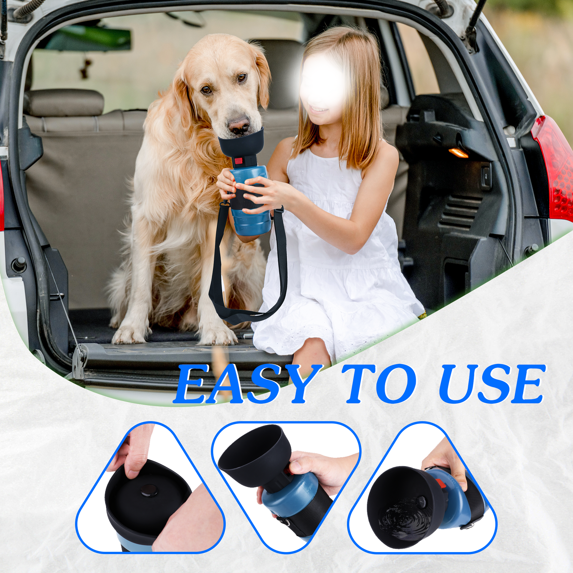 28oz Portable Dog Water Bottle Dispenser-3Gen-Navy-2