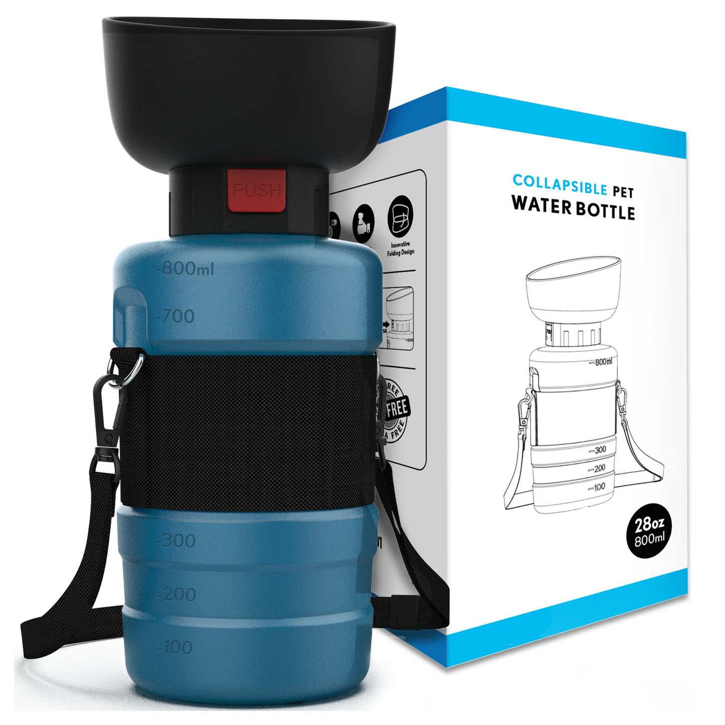 28oz Portable Dog Water Bottle Dispenser-3Gen-Navy-0