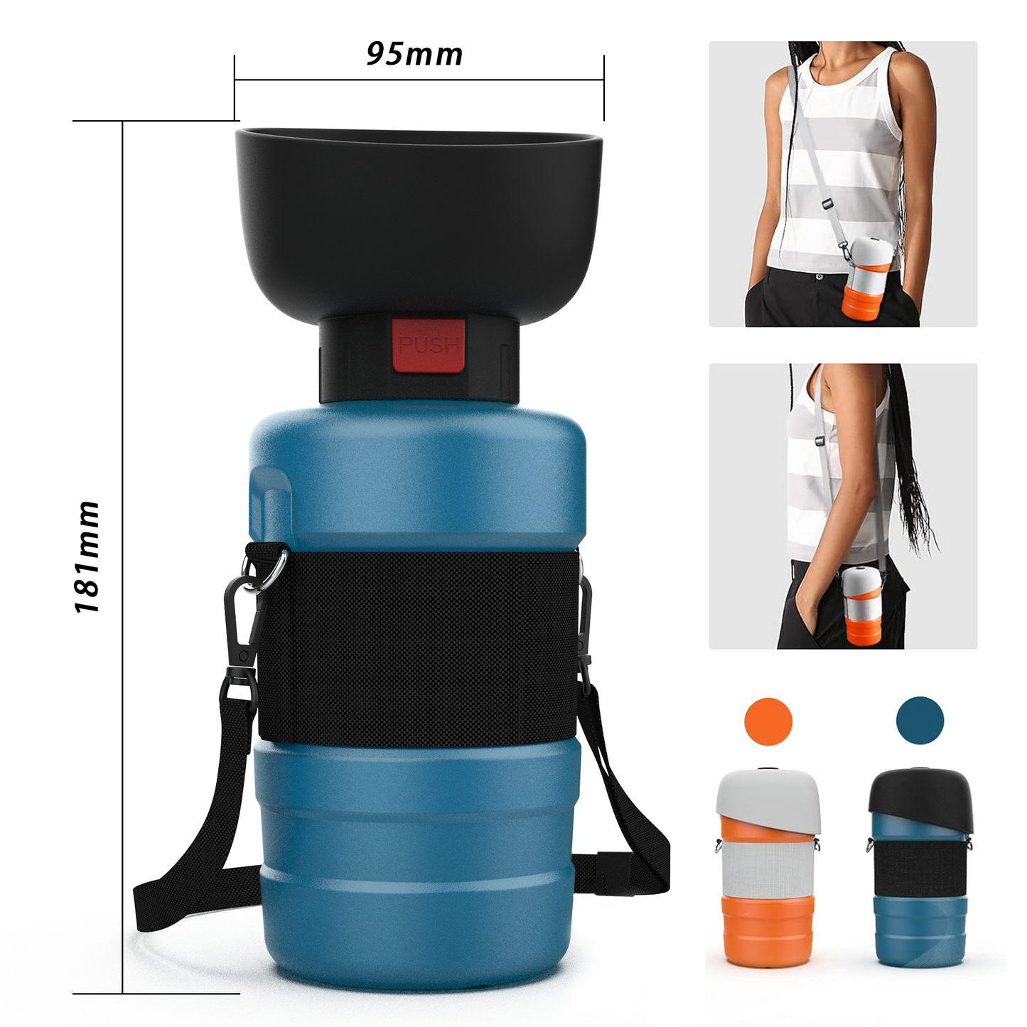 28oz Portable Dog Water Bottle Dispenser-3Gen-Navy-1