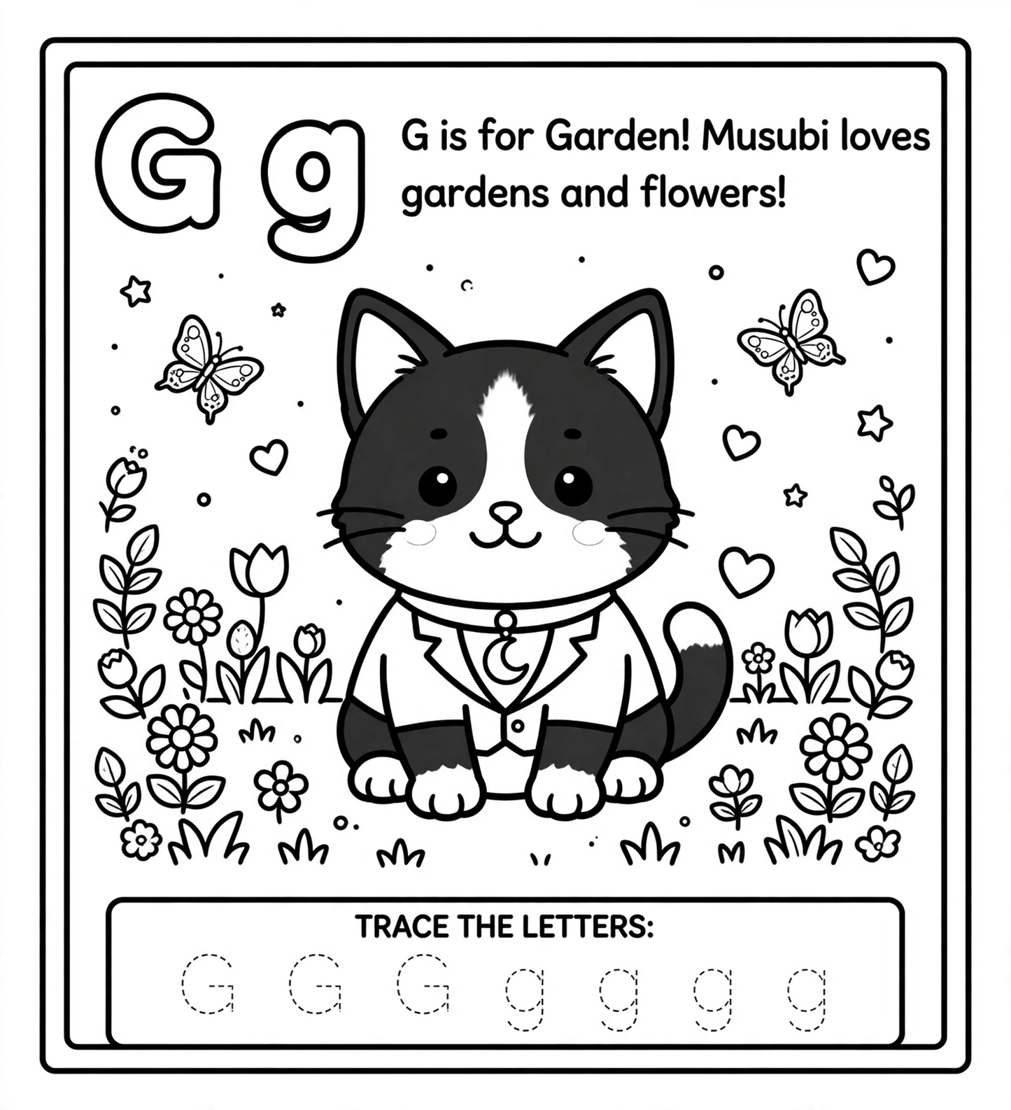 🌈✨ LETTER G — DreamLand ABC Coloring & Tracing Page