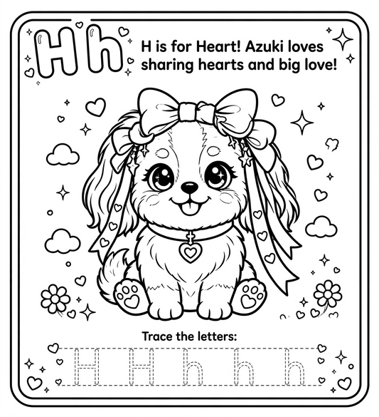 🌈✨Letter H — Heart | DreamLand ABC Coloring & Tracing Page