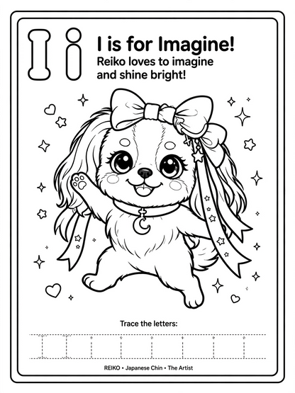 🌈✨Letter I — Imagine | DreamLand ABC Coloring & Tracing Page