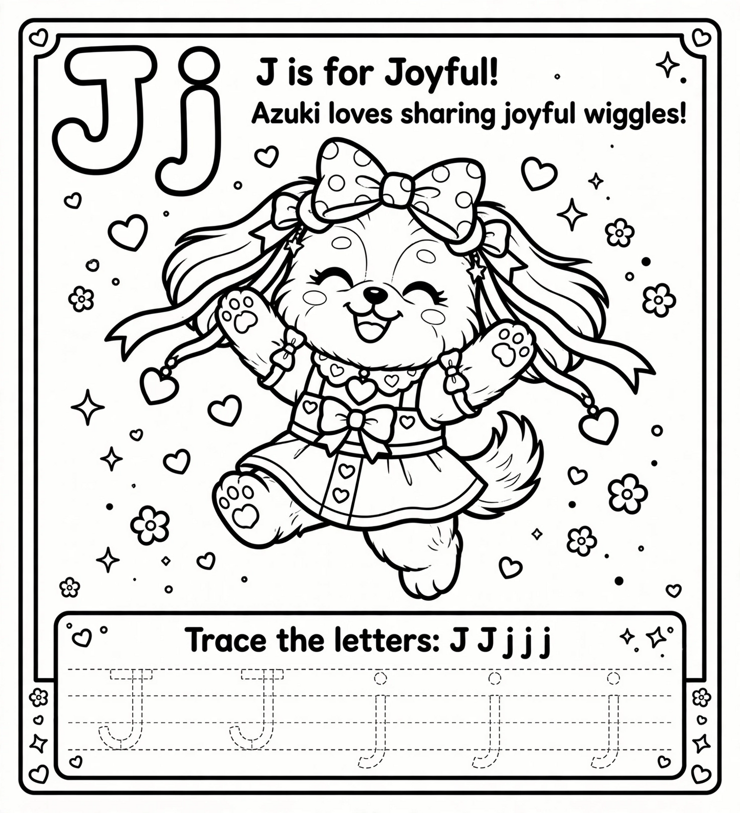 🌈✨Letter J — Joyful | DreamLand ABC Coloring & Tracing Page